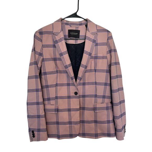 Scotch & Soda Houndstooth Checked Classic Tailored Blazer Womens Pink Size M - Picture 4 of 14